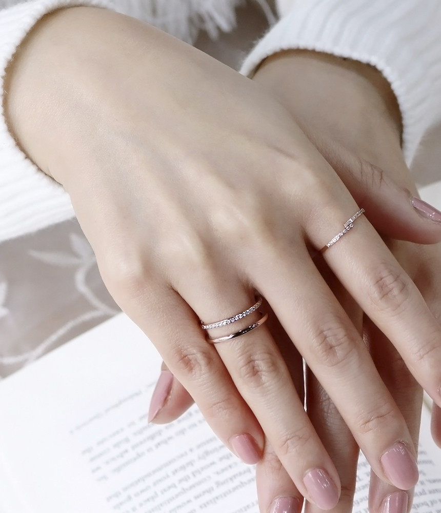 <b><p>Layered Two-line cubic Surge Steel titanium</p></b><b><p>重ね着 二行キュービック 書かれているカールスチール リング チタン デイリー スリム</p></b><br /><br /><p align='center'>