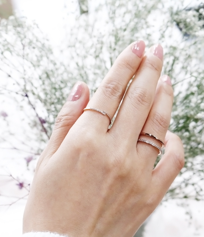 <b><p>Layered Two-line cubic Surge Steel titanium</p></b><b><p>重ね着 二行キュービック 書かれているカールスチール リング チタン デイリー スリム</p></b><br /><br /><p align='center'>