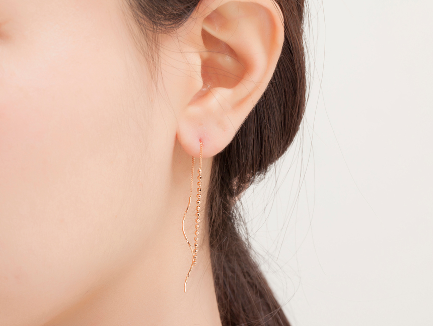 <b><p>14k rose wave Dp earring Women's gold</p></b><b><p>14k ローズ ウェーブ ドロップ イヤリング 女性の金 きれいな 整頓された K唾液</p></b><br /><br /><p align='center'>