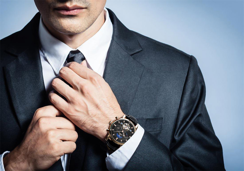 <b><p>Binssaw Moon Phase leather clock bla Simp</p></b><b><p>ビンソー ムーンフェイズ レザー 時計 ブラック すっきりとした シンプルフレンチル</p></b><br /><br /><p align='center'>