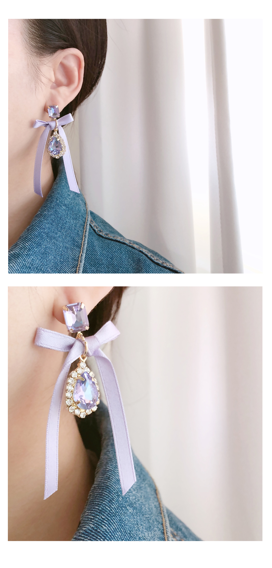 <b><p>Purple ribbon Cubic Drop Earngs ea Bold fancy</p></b><b><p>パープルリボン キュービック ドロップイヤリング ボールド 派手な 愛に満ち 視線集中効果</p></b><br /><br /><p align='center'>