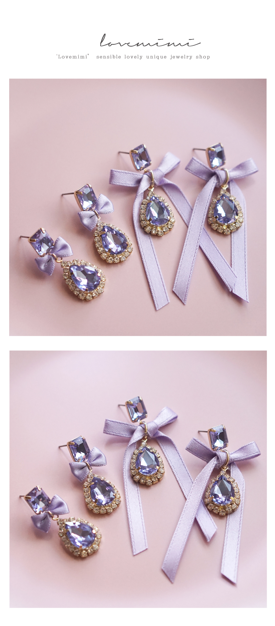 <b><p>Purple ribbon Cubic Drop Earngs ea Bold fancy</p></b><b><p>パープルリボン キュービック ドロップイヤリング ボールド 派手な 愛に満ち 視線集中効果</p></b><br /><br /><p align='center'>