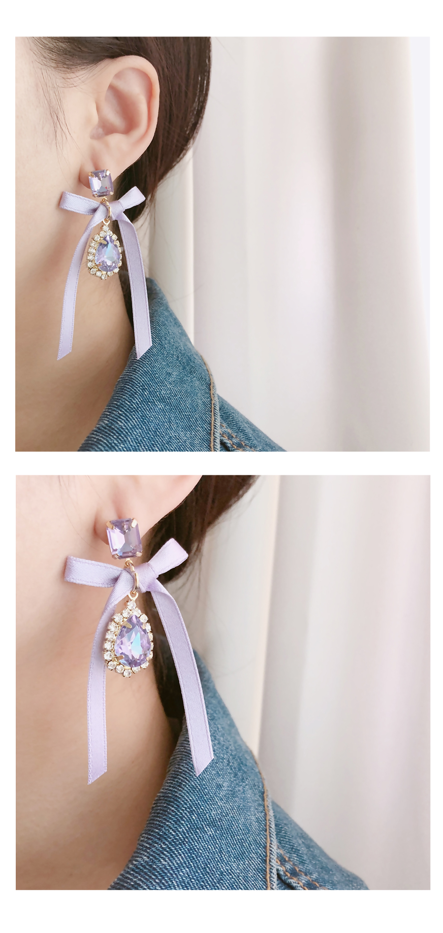 <b><p>Purple ribbon Cubic Drop Earngs ea Bold fancy</p></b><b><p>パープルリボン キュービック ドロップイヤリング ボールド 派手な 愛に満ち 視線集中効果</p></b><br /><br /><p align='center'>