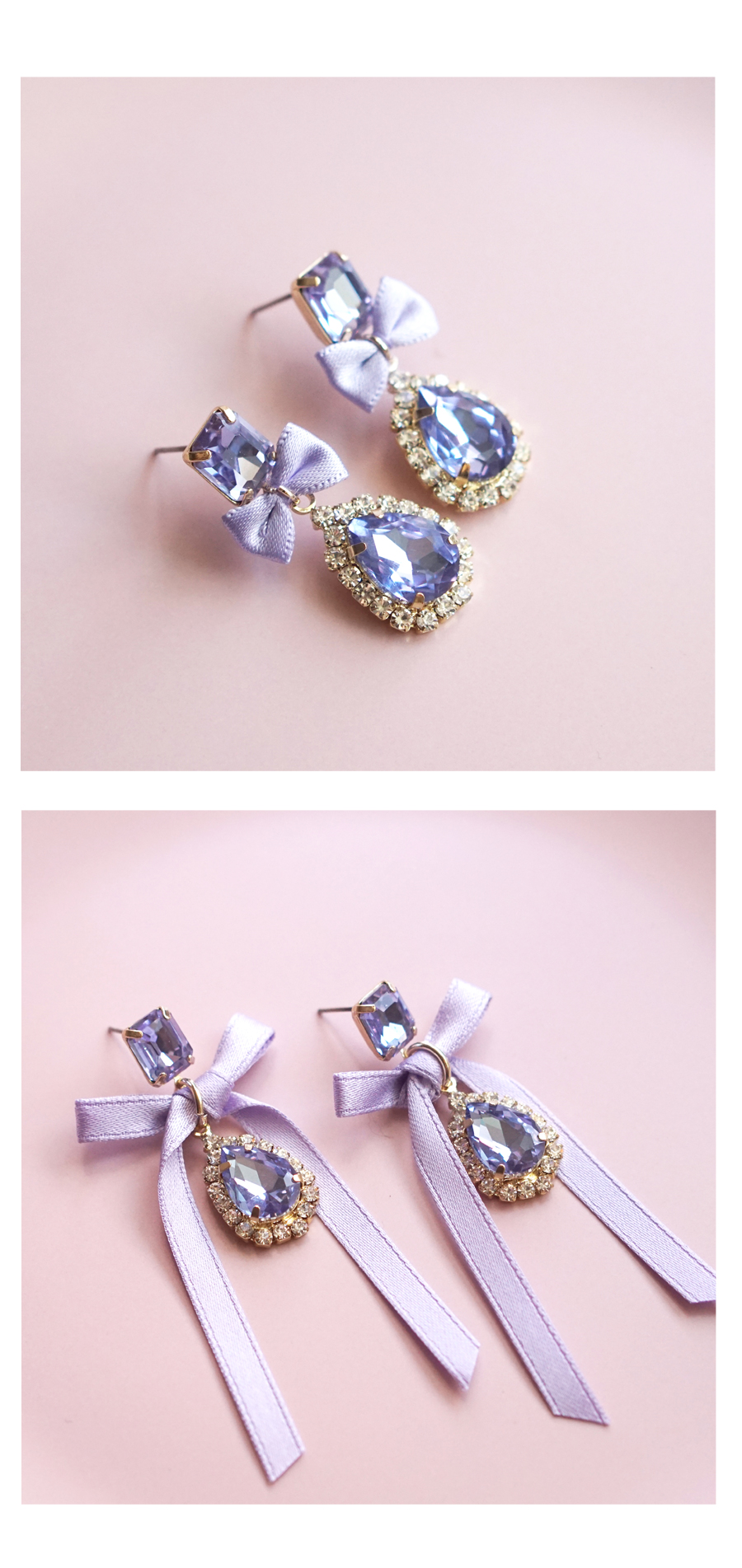 <b><p>Purple ribbon Cubic Drop Earngs ea Bold fancy</p></b><b><p>パープルリボン キュービック ドロップイヤリング ボールド 派手な 愛に満ち 視線集中効果</p></b><br /><br /><p align='center'>