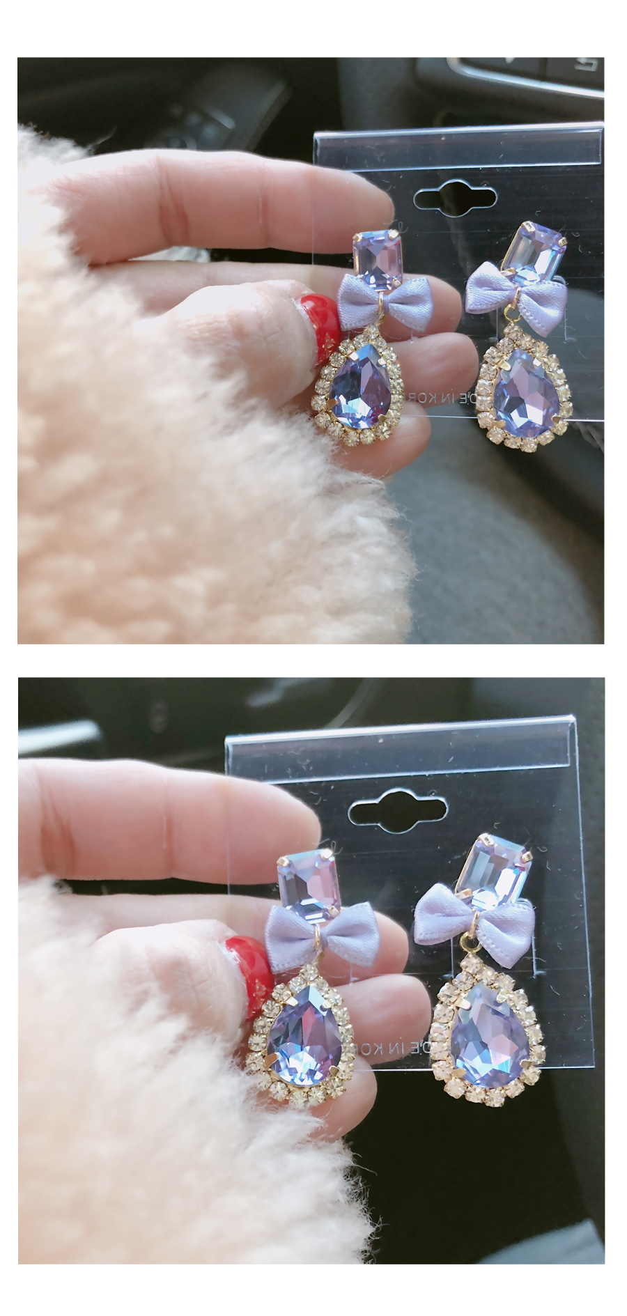 <b><p>Purple ribbon Cubic Drop Earngs ea Bold fancy</p></b><b><p>パープルリボン キュービック ドロップイヤリング ボールド 派手な 愛に満ち 視線集中効果</p></b><br /><br /><p align='center'>