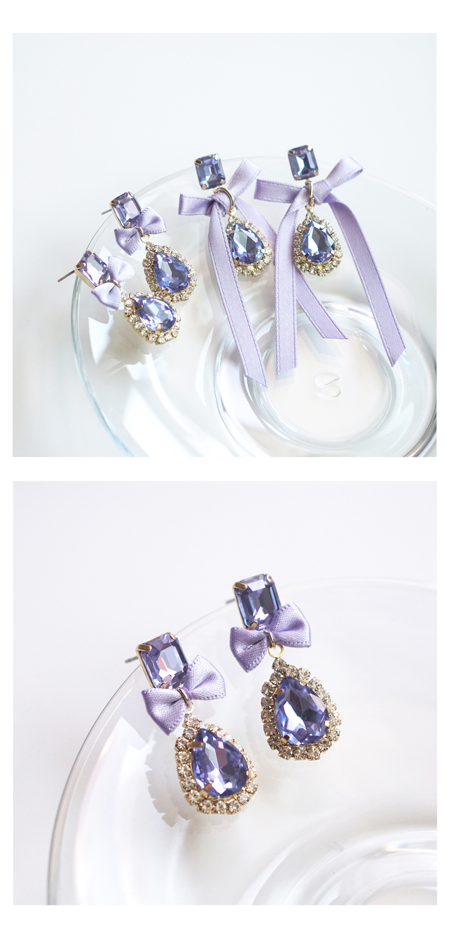 <b><p>Purple ribbon Cubic Drop Earngs ea Bold fancy</p></b><b><p>パープルリボン キュービック ドロップイヤリング ボールド 派手な 愛に満ち 視線集中効果</p></b><br /><br /><p align='center'>