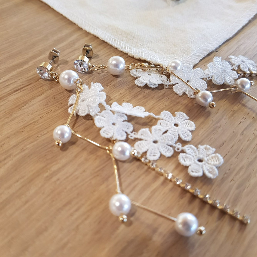 <b><p>White race Pearl Long Drop Eris A grty atmosphere</p></b><b><p>純白 レース 真珠 ロングドロップピアス ガーリッシュな雰囲気 魅力のあるスタイル</p></b><br /><br /><p align='center'>