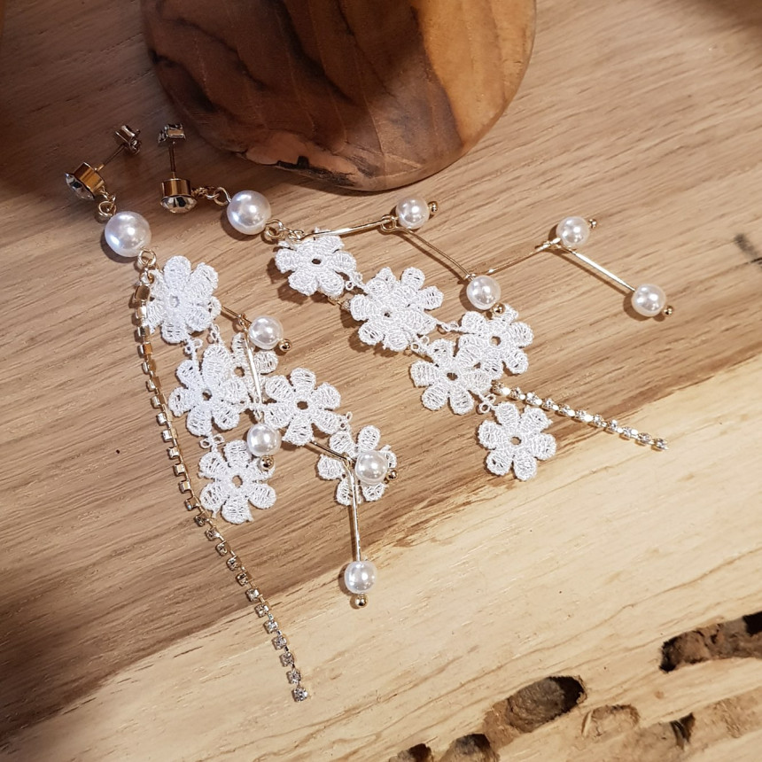 <b><p>White race Pearl Long Drop Eris A grty atmosphere</p></b><b><p>純白 レース 真珠 ロングドロップピアス ガーリッシュな雰囲気 魅力のあるスタイル</p></b><br /><br /><p align='center'>