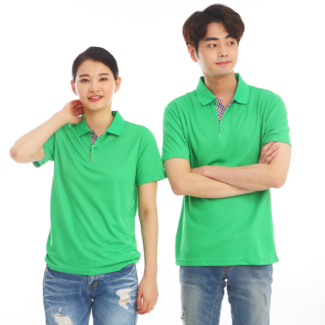 쿨론체크기능성그린 반팔티셔츠 서빙복 음식점 업소가게티제작 식당유니폼 - 상세 이미지 3