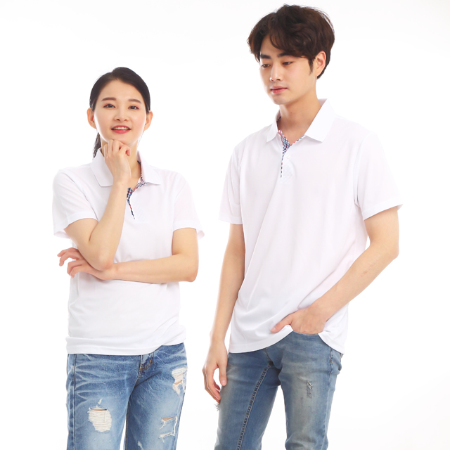 쿨론체크베이직 백색 반팔티셔츠 식당유니폼 주방위생복 홀서빙복 이미지 8