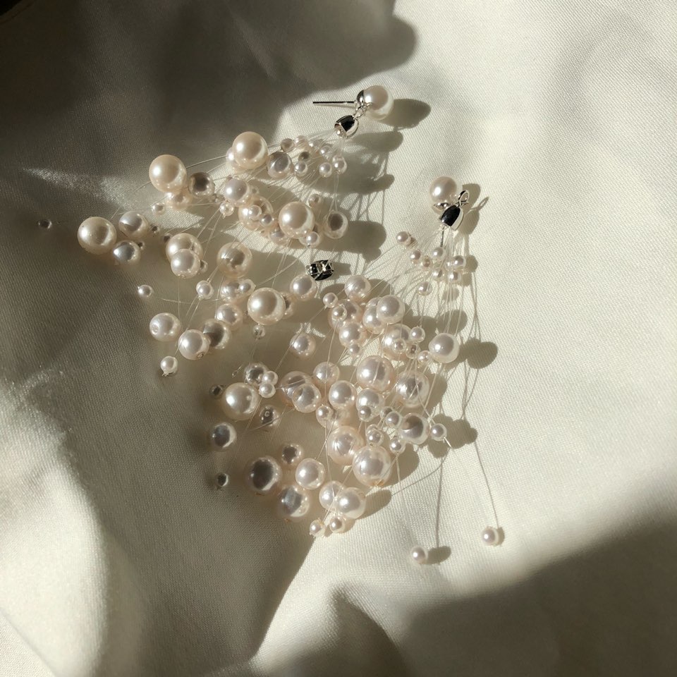 <b><p>Mongle ss earri cluster Pl by Spkli fancy</p></b><b><p>モングルモングル カスミソウ イヤリ 松茸 真珠多発 スパークリ 派手な 大きな</p></b><br /><br /><p align='center'>