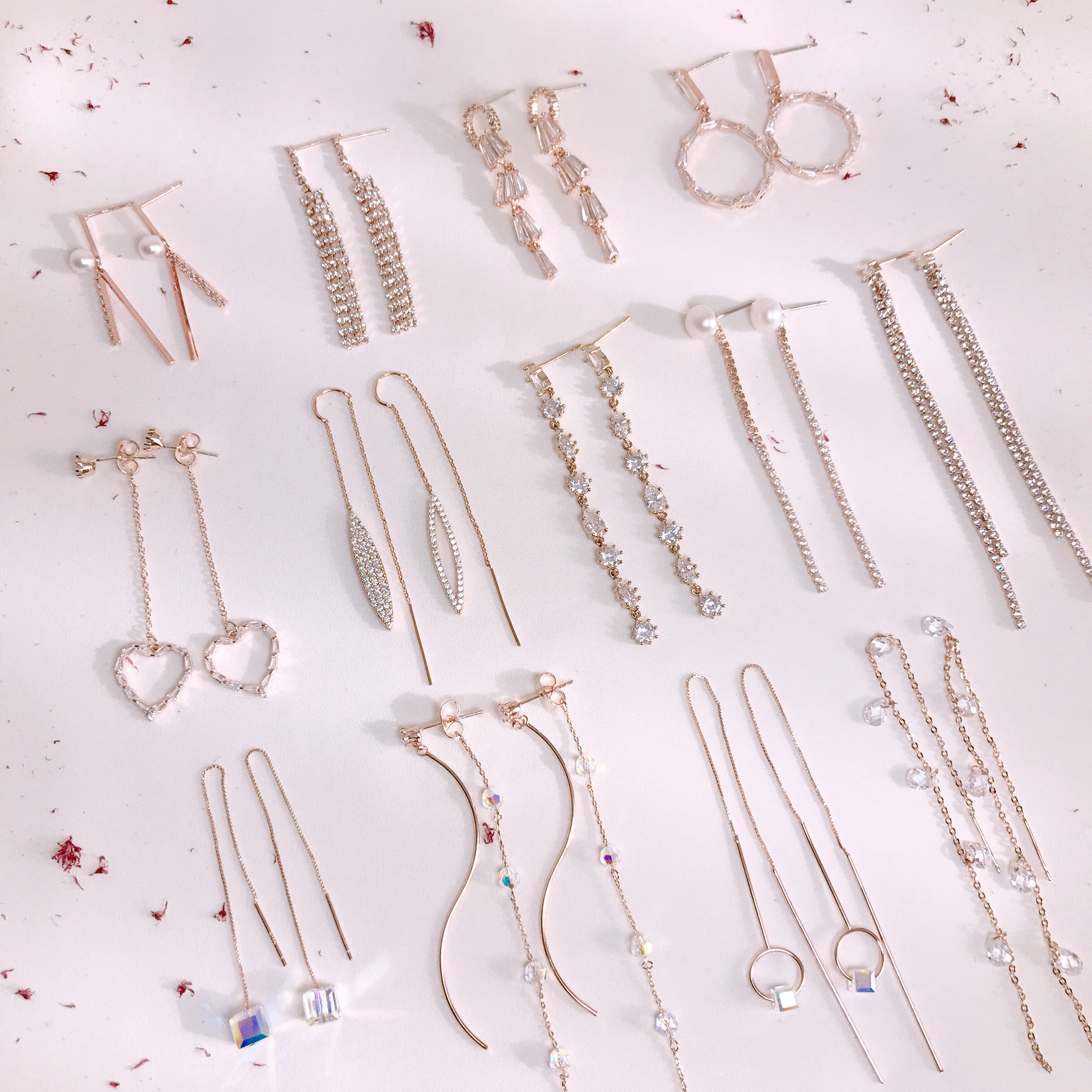 <b><p>spring body Rose Gold Lo Drop ear 12 ecies</p></b><b><p>春 個人 ローズゴールド ロング ドロップ イヤリ 12種 ウンチム 女性らしい</p></b><br /><br /><p align='center'>