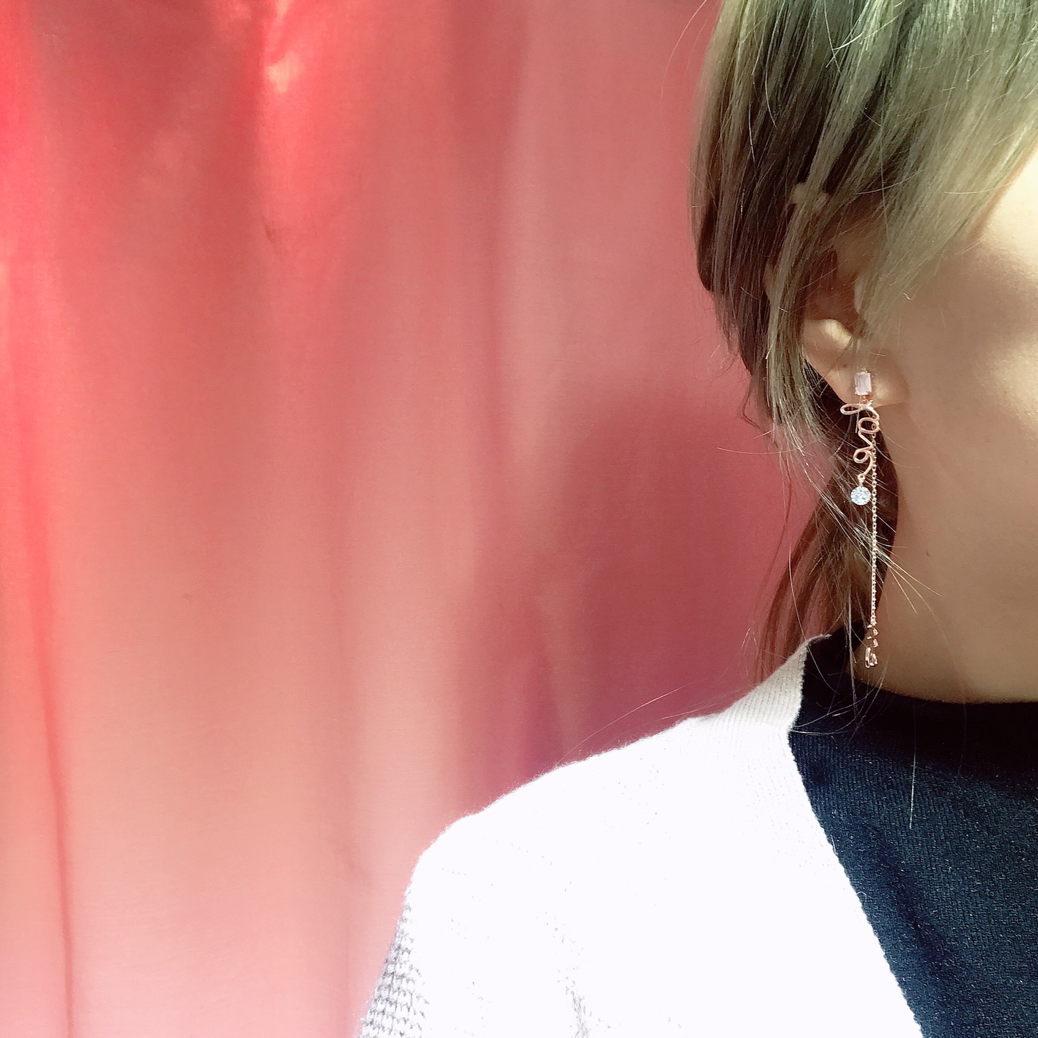 <b><p>Love Me pink Cubic Drop earrg</p></b><b><p>ラブ米 ピンク キュービック ドロップ イヤリング</p></b><br /><br /><p align='center'>