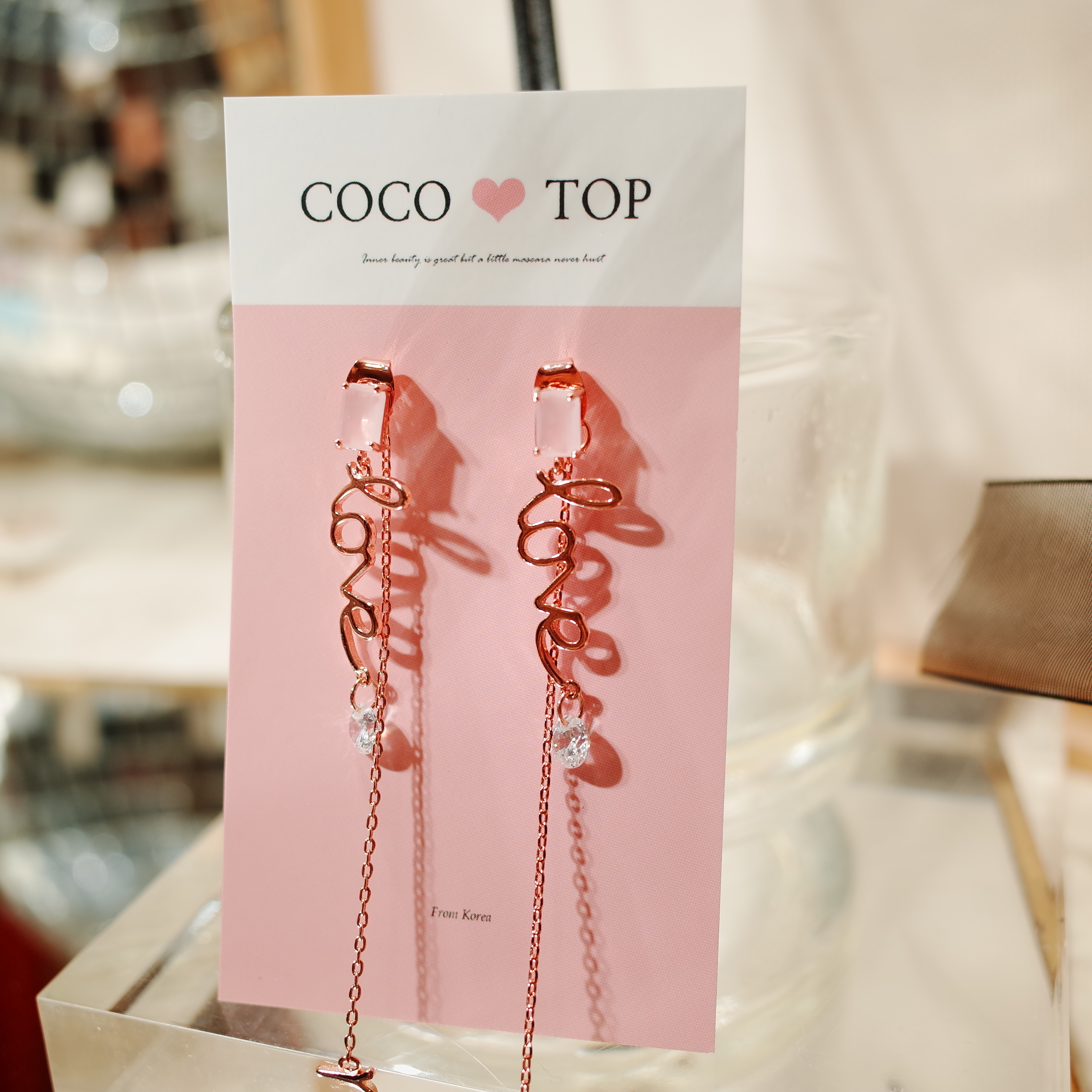 <b><p>Love Me pink Cubic Drop earrg</p></b><b><p>ラブ米 ピンク キュービック ドロップ イヤリング</p></b><br /><br /><p align='center'>