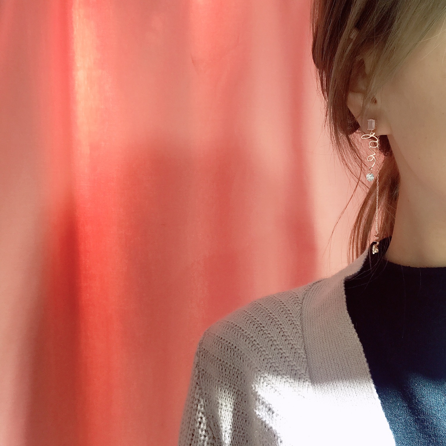 <b><p>Love Me pink Cubic Drop earrg</p></b><b><p>ラブ米 ピンク キュービック ドロップ イヤリング</p></b><br /><br /><p align='center'>