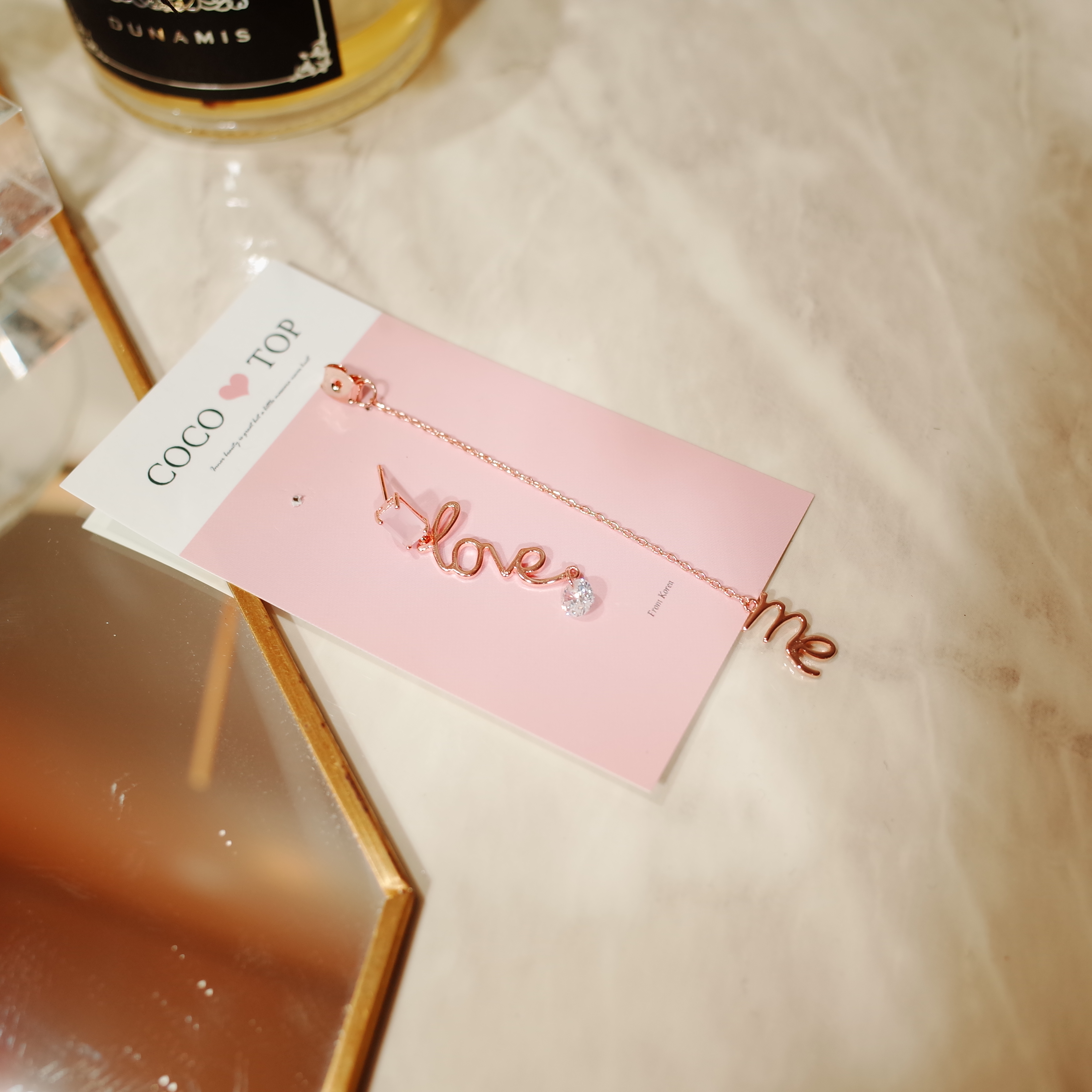 <b><p>Love Me pink Cubic Drop earrg</p></b><b><p>ラブ米 ピンク キュービック ドロップ イヤリング</p></b><br /><br /><p align='center'>
