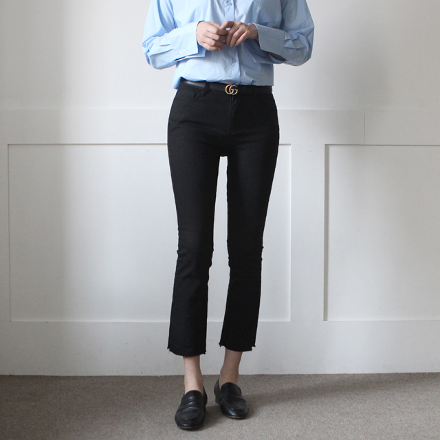 하이웨스트 스판 세미 부츠컷 청바지 흑청 데님 팬츠 여성청바지 키작녀청바지 화이트 블랙진