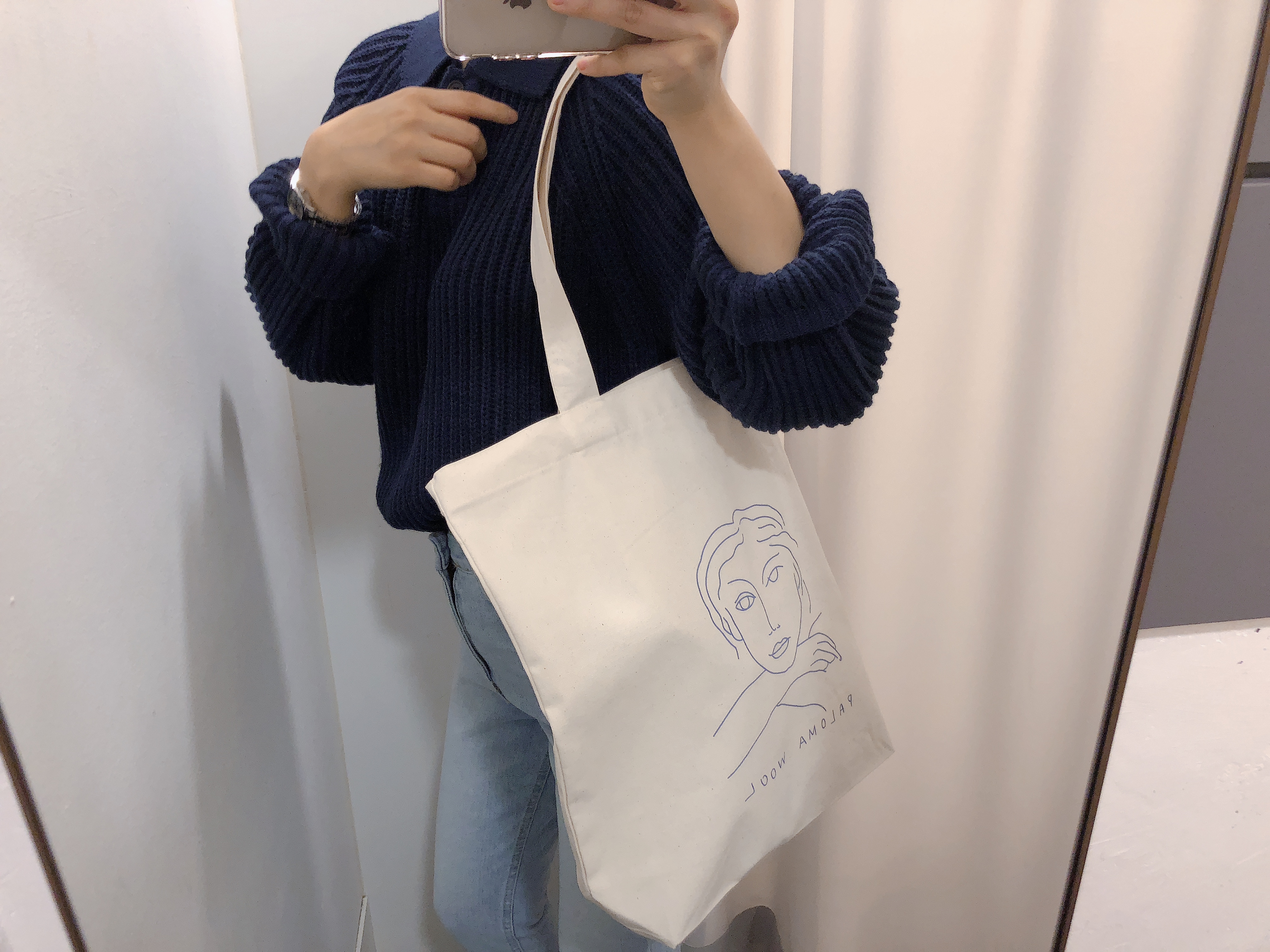 <b><p>Drawing Illusttion Woman face Eco Bag Daily</p></b><b><p>図面イラスト女性の顔エコバッグデイリーバッグショルダーバッグレディースカジュアルバッグコーディネート</p></b><br /><br /><p align='center'>