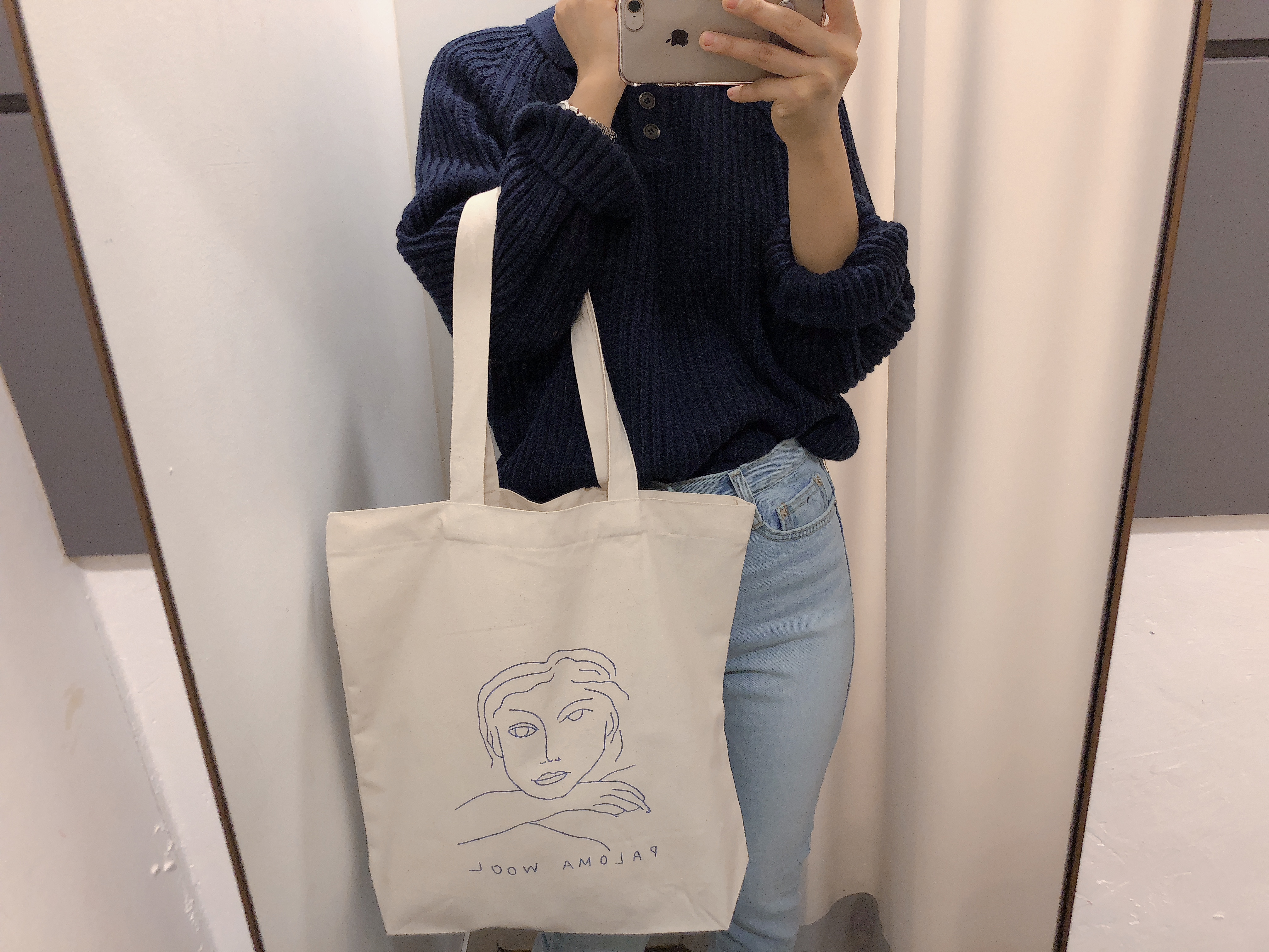<b><p>Drawing Illusttion Woman face Eco Bag Daily</p></b><b><p>図面イラスト女性の顔エコバッグデイリーバッグショルダーバッグレディースカジュアルバッグコーディネート</p></b><br /><br /><p align='center'>
