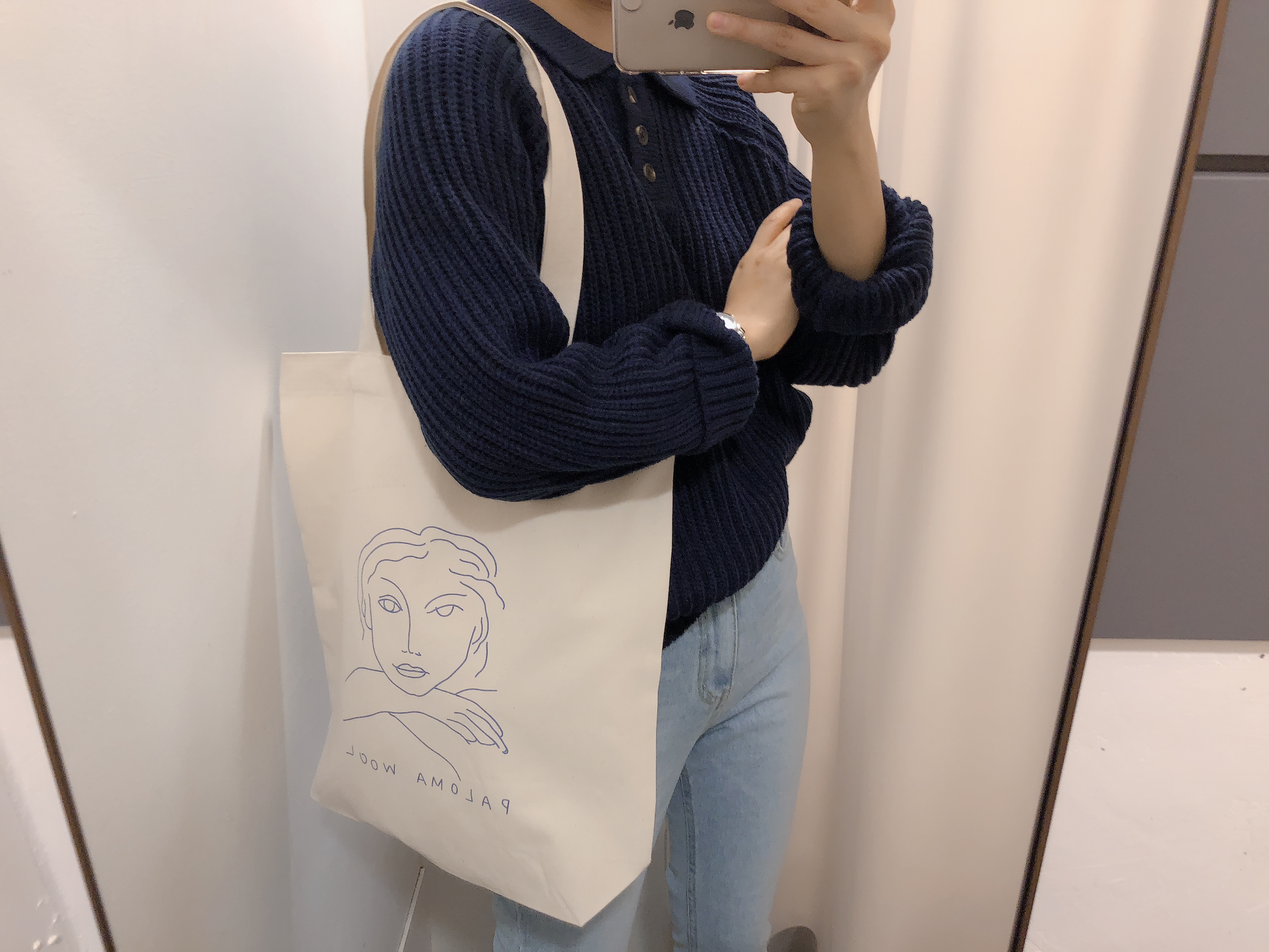 <b><p>Drawing Illusttion Woman face Eco Bag Daily</p></b><b><p>図面イラスト女性の顔エコバッグデイリーバッグショルダーバッグレディースカジュアルバッグコーディネート</p></b><br /><br /><p align='center'>