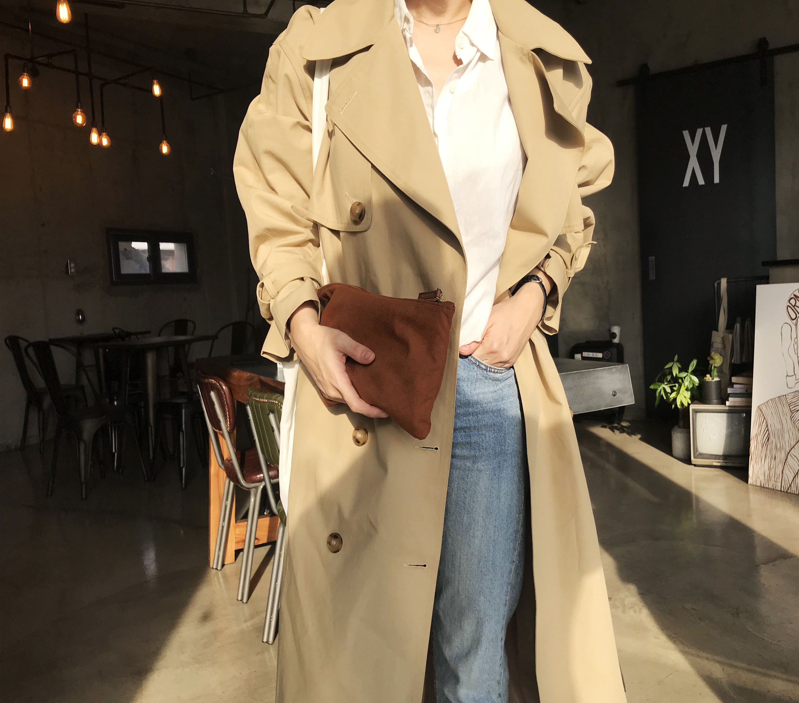 <b><p>20 minute coordation of makg remmen pouch</p></b><b><p>アワー某メンツパリスエコバッグバッグスエードクラッチポーチ推薦製作20代コーディネート</p></b><br /><br /><p align='center'>