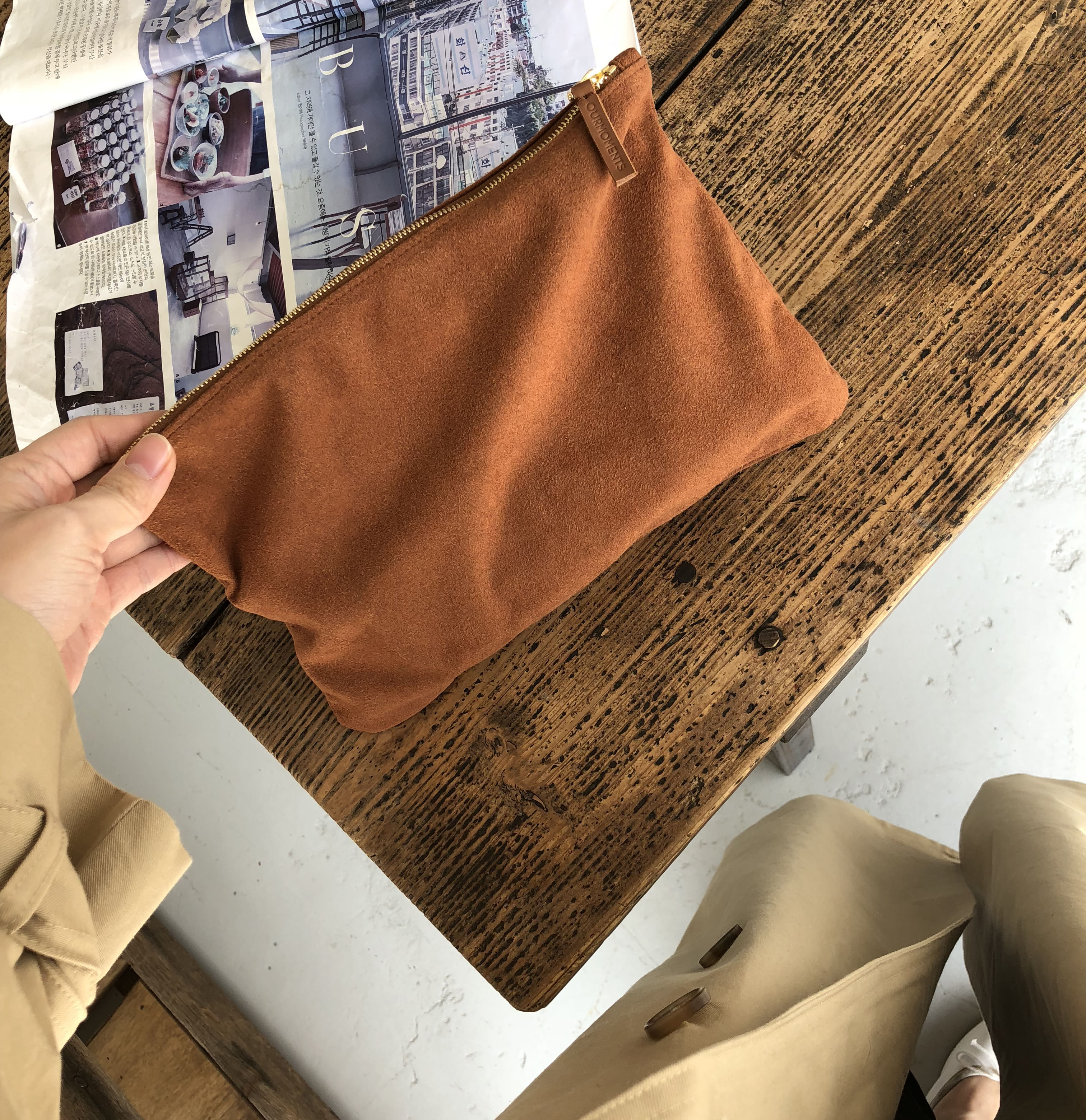 <b><p>20 minute coordation of makg remmen pouch</p></b><b><p>アワー某メンツパリスエコバッグバッグスエードクラッチポーチ推薦製作20代コーディネート</p></b><br /><br /><p align='center'>