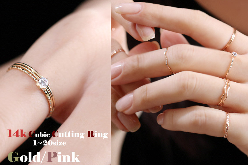 <b><p>14k thread ring Layed Cube cic Ace Guard</p></b><b><p>14k室リング 重ね着 クラウンキュービック エキ ガード</p></b><br /><br /><p align='center'>