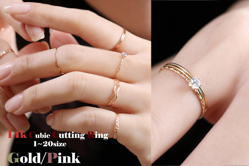 <b><p>14k thread ring Layed Cube cic Ace Guard</p></b><b><p>14k室リング 重ね着 クラウンキュービック エキ ガード</p></b><br /><br /><p align='center'>