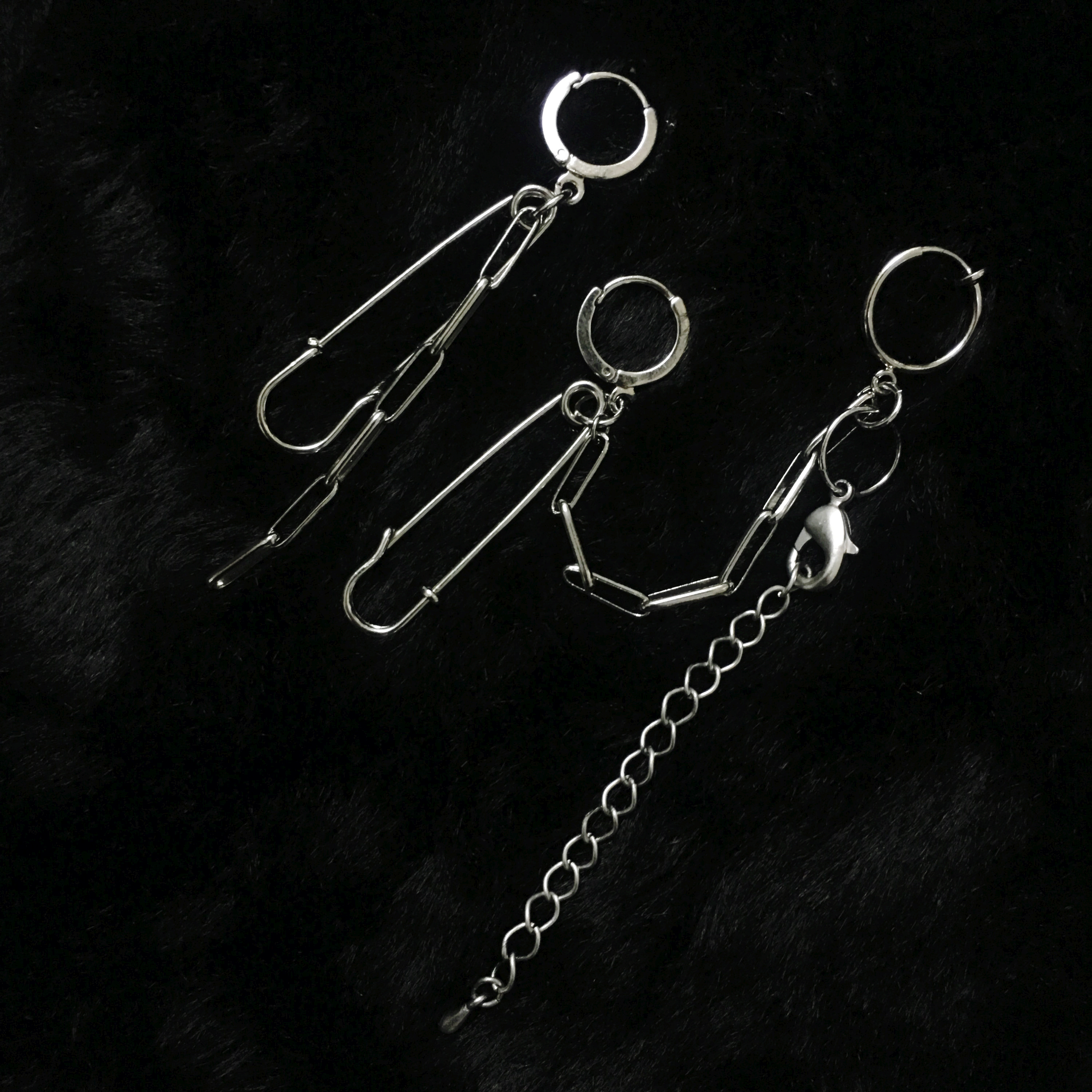 <b><p>ear, no.48 silver Twin cha connect Cloth</p></b><b><p>耳、 no.48 シルバー ツピン チェーン 接続 洗濯 ドロップ イヤリング グィチ</p></b><br /><br /><p align='center'>