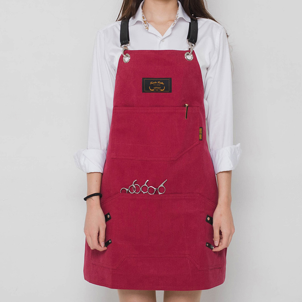 죠니 버건디 칸데오레더 공방 미용실 카페 미용사 바리스타 앞치마 미술 가죽 앞치마