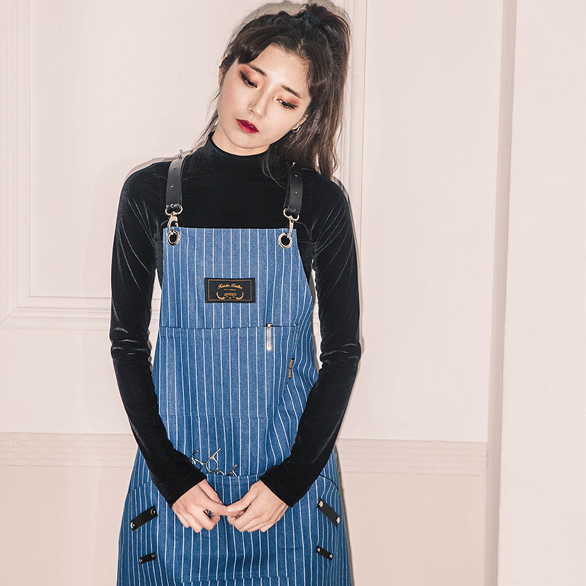 죠니 블루스트라이프 칸데오레더 공방 미용실 카페 미용사 바리스타 앞치마 미술 가죽 앞치마