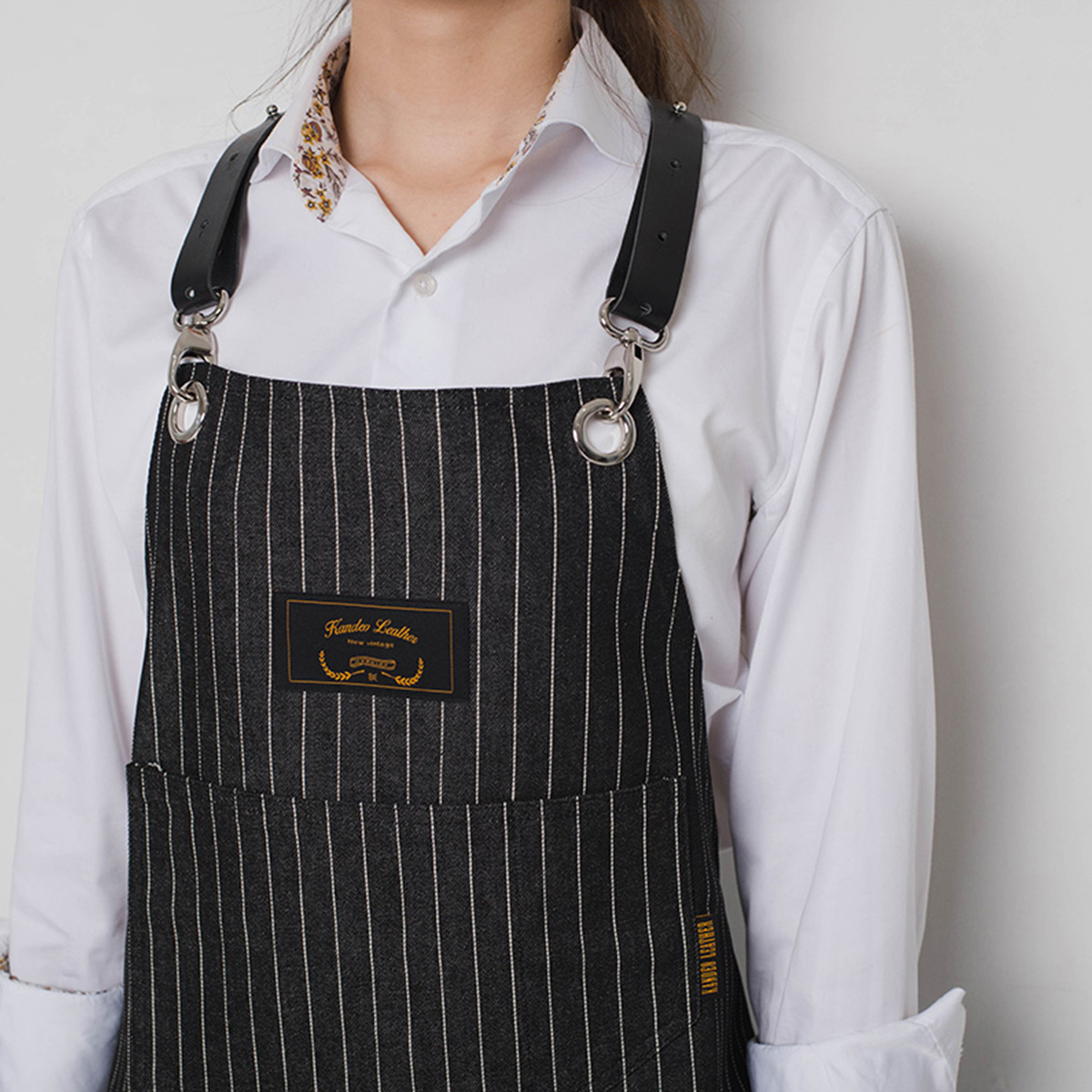 죠니 블랙스트라이프 칸데오레더 공방 미용실 카페 미용사 바리스타 앞치마 미술 가죽 앞치마