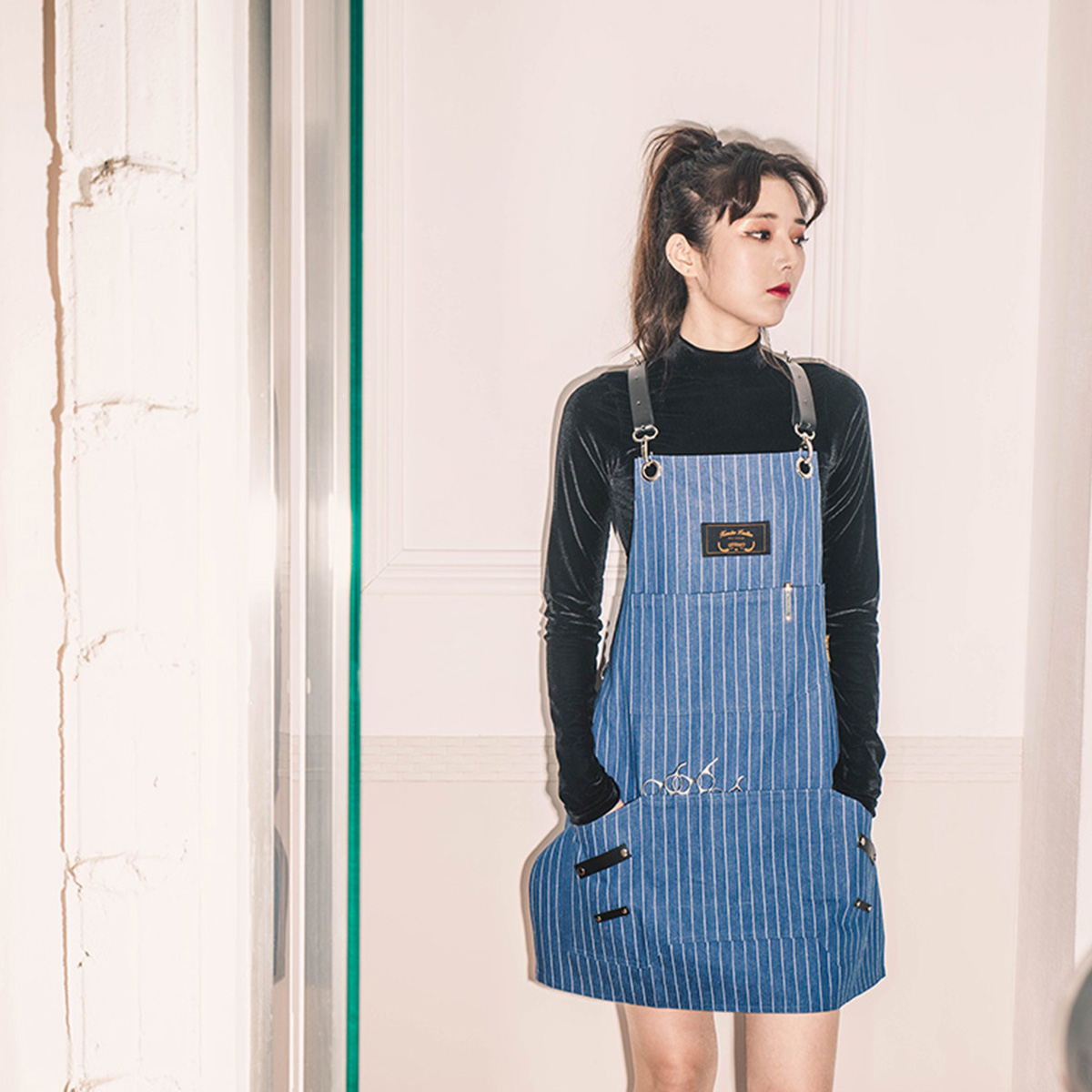 죠니 블루스트라이프 칸데오레더 공방 미용실 카페 미용사 바리스타 앞치마 미술 가죽 앞치마