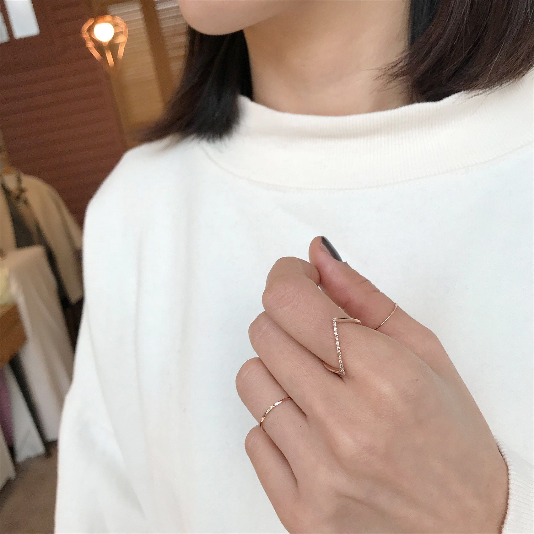 <b><p>Rose Gold simple diagonal Cogc Dmd Detecti</p></b><b><p>ローズゴールド シンプル 斜線 コニャックダイヤ 検知リング14k ユニークなジュエリー</p></b><br /><br /><p align='center'>