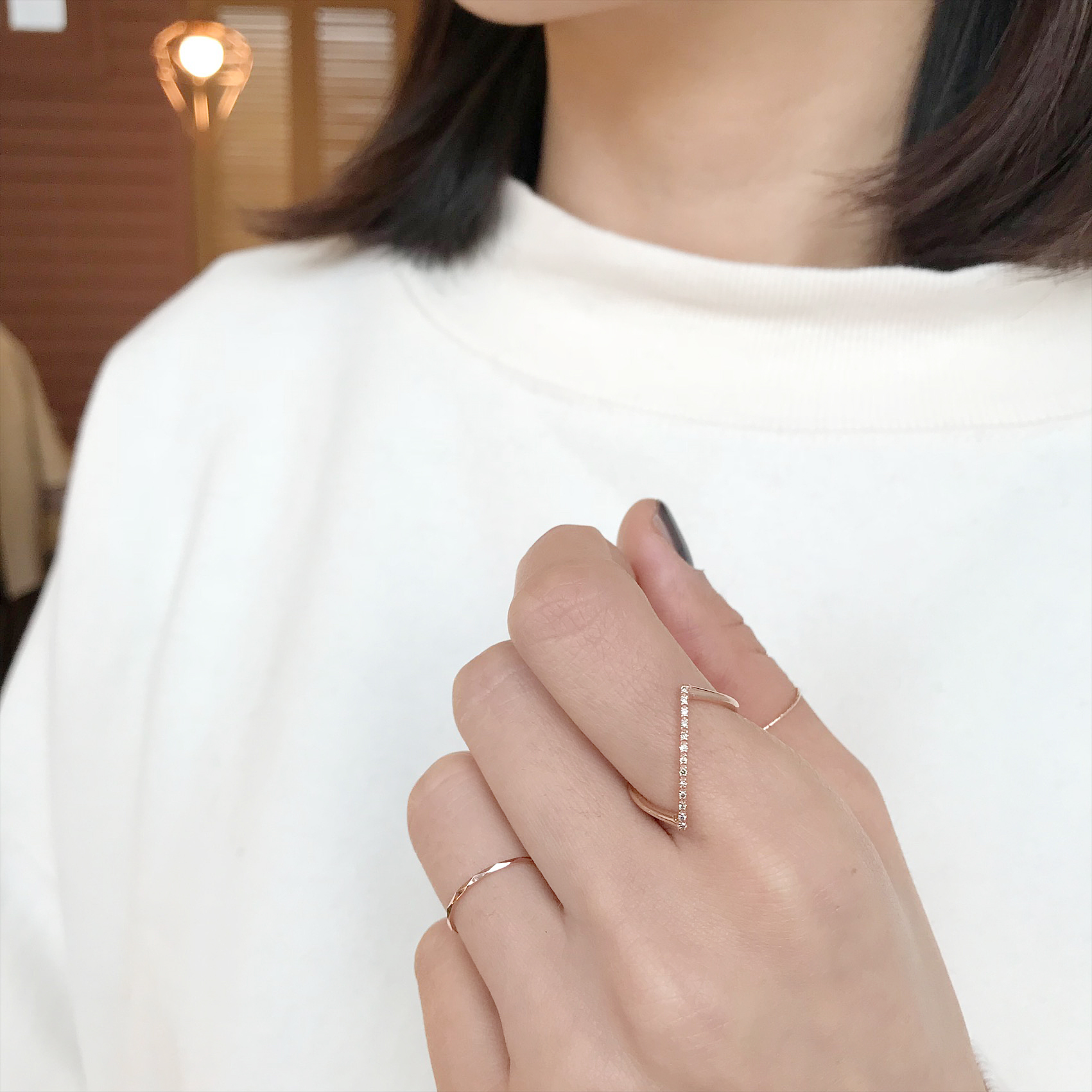 <b><p>Rose Gold simple diagonal Cogc Dmd Detecti</p></b><b><p>ローズゴールド シンプル 斜線 コニャックダイヤ 検知リング14k ユニークなジュエリー</p></b><br /><br /><p align='center'>
