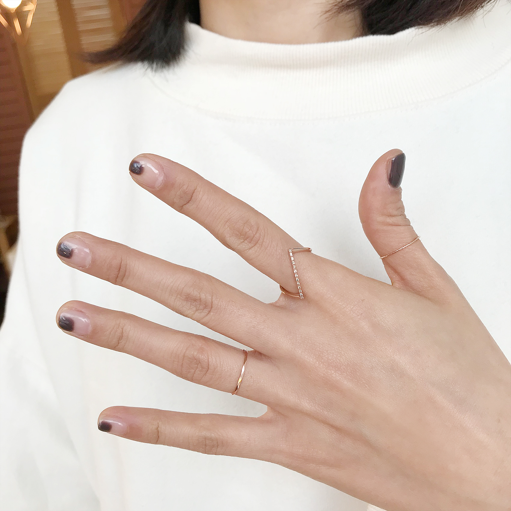 <b><p>Rose Gold simple diagonal Cogc Dmd Detecti</p></b><b><p>ローズゴールド シンプル 斜線 コニャックダイヤ 検知リング14k ユニークなジュエリー</p></b><br /><br /><p align='center'>