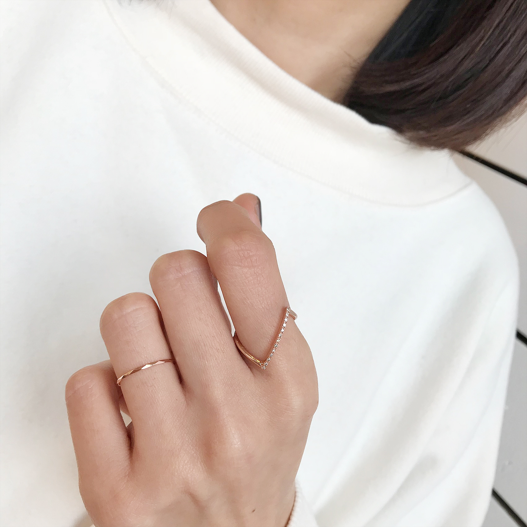 <b><p>Rose Gold simple diagonal Cogc Dmd Detecti</p></b><b><p>ローズゴールド シンプル 斜線 コニャックダイヤ 検知リング14k ユニークなジュエリー</p></b><br /><br /><p align='center'>
