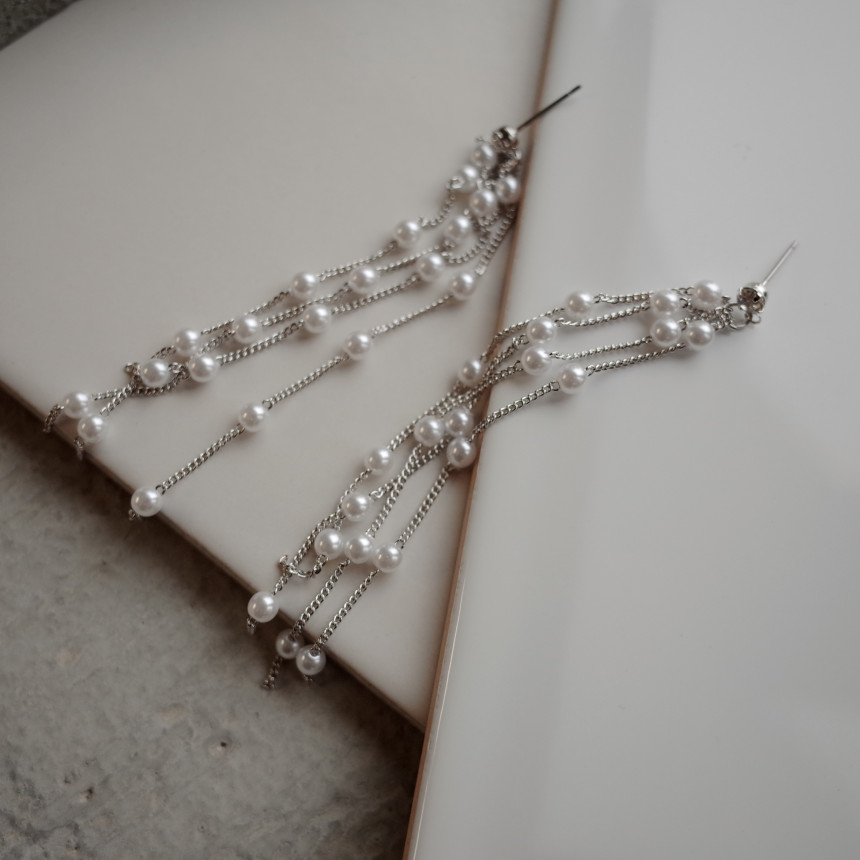 <b><p>NO.87 Rainy Day Pearl drop Stylish Chic Unique</p></b><b><p>NO.87 レイニーデイ パールドロップイヤリング スタイリッシュな シックな ユデザイン</p></b><br /><br /><p align='center'>