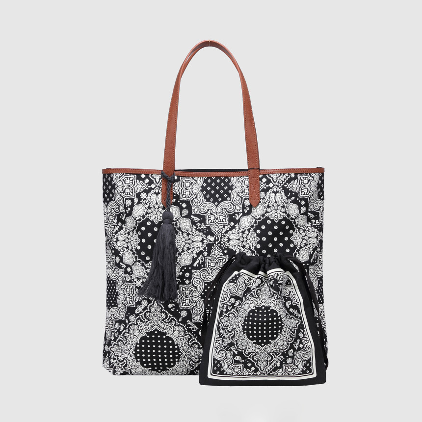 <b><p>LALA Paisley Eco Bag - Black Minimal Stylg</p></b><b><p>LALAペイズリーエコバック - ブラミニマルなスタイリングベーシ簡潔なデザインカジュアル女性春卒業</p></b><br /><br /><p align='center'>