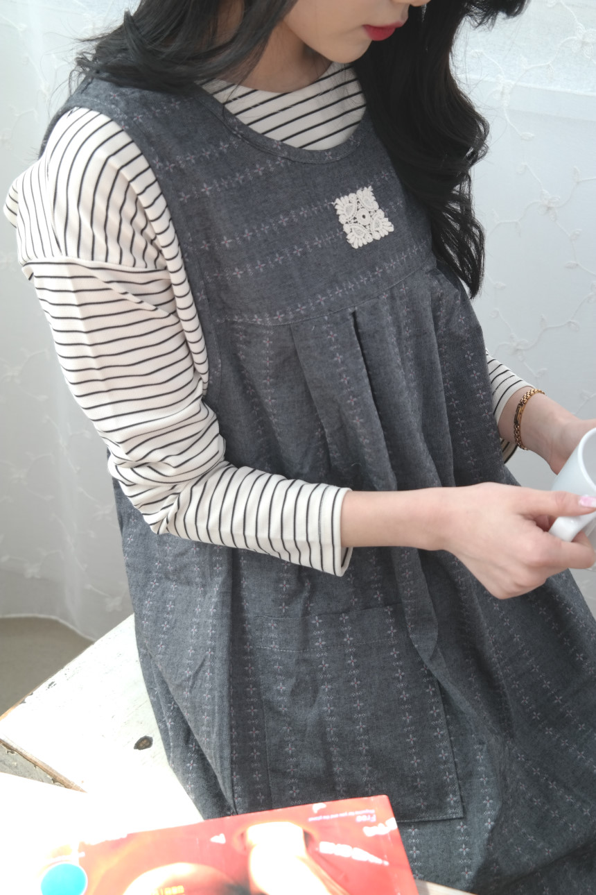 헤일리 루즈핏 원피스형 앞치마 (5style)