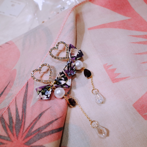 <b><p>Purple love heart Drop ring</p></b><b><p>すみれ色 愛 ハート ドロップ イヤリング</p></b><br /><br /><p align='center'>