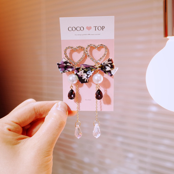 <b><p>Purple love heart Drop ring</p></b><b><p>すみれ色 愛 ハート ドロップ イヤリング</p></b><br /><br /><p align='center'>