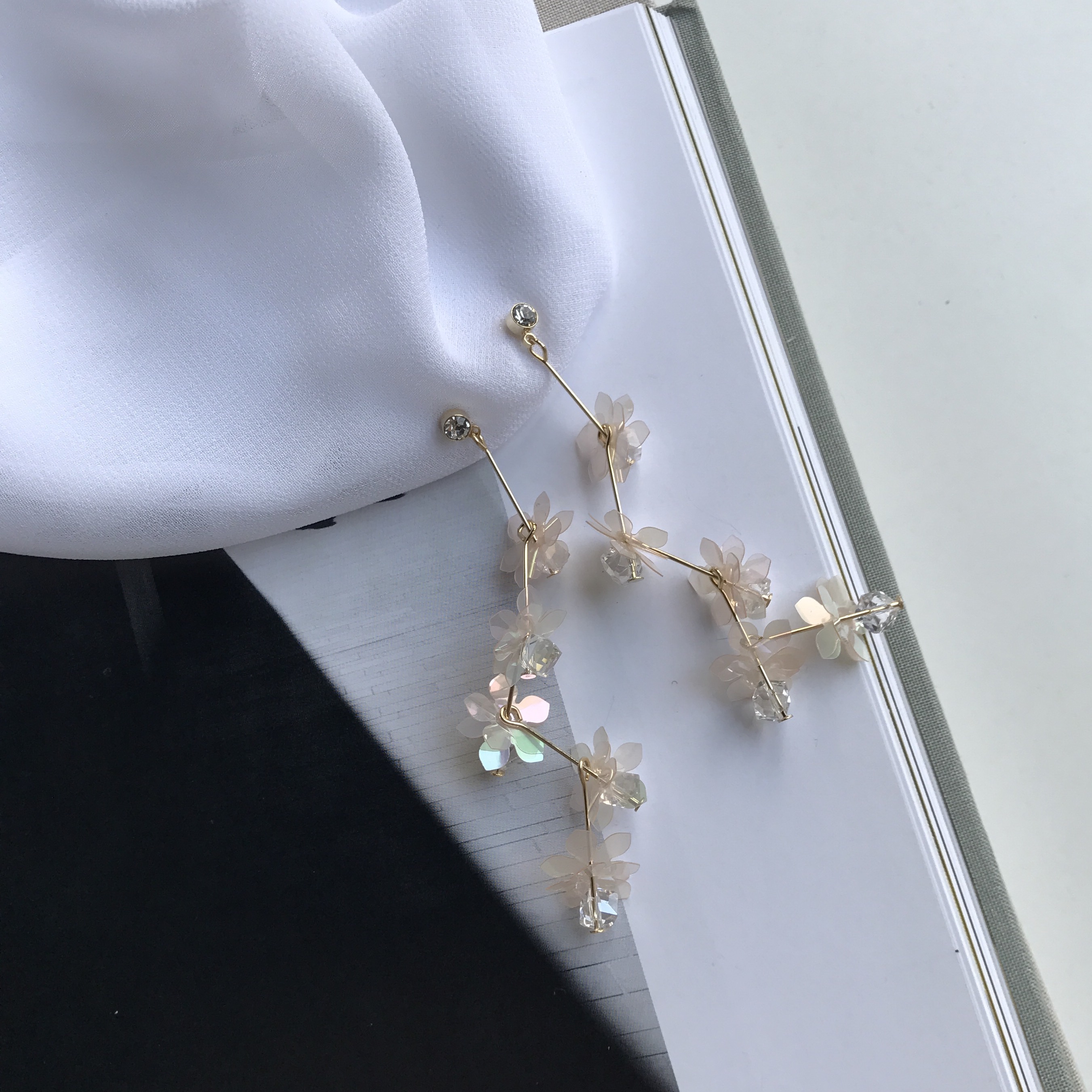 <b><p>One Lo flower crtal Sequins Drop Earrgs 3cor</p></b><b><p>ワンラブ フラワー クリスタル スパンコール ドロップイヤリング 3色 独歩 手札ミニン</p></b><br /><br /><p align='center'>