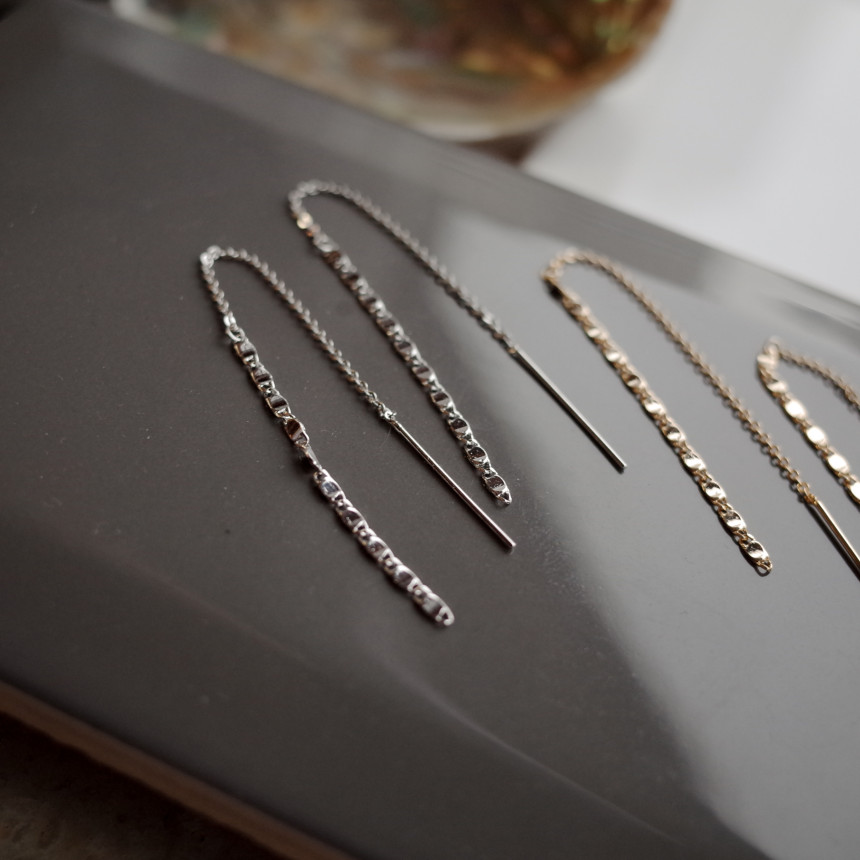 <b><p>Flat chain Long room earrgs Simple Unique</p></b><b><p>フラットチェーン ロンシルイヤリング シンプルユニーク スタイリッシュルック 30代の女性</p></b><br /><br /><p align='center'>