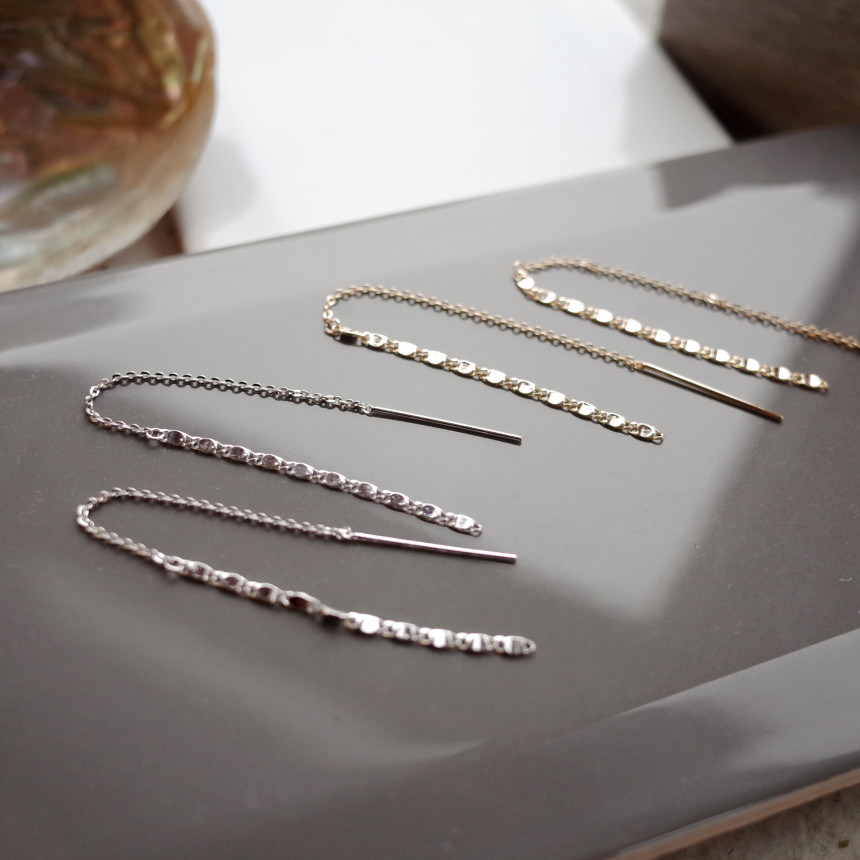 <b><p>Flat chain Long room earrgs Simple Unique</p></b><b><p>フラットチェーン ロンシルイヤリング シンプルユニーク スタイリッシュルック 30代の女性</p></b><br /><br /><p align='center'>