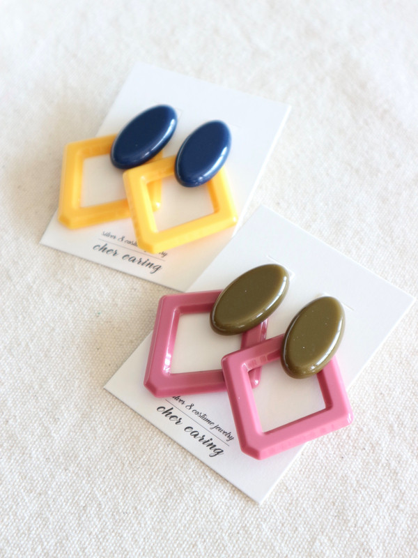 <b><p>unique Rhombus Earring Refresh coordation</p></b><b><p>ユニーク 菱形イヤリングC さわやかなコーディネート キュなアイテム 友人が尋ねる</p></b><br /><br /><p align='center'>
