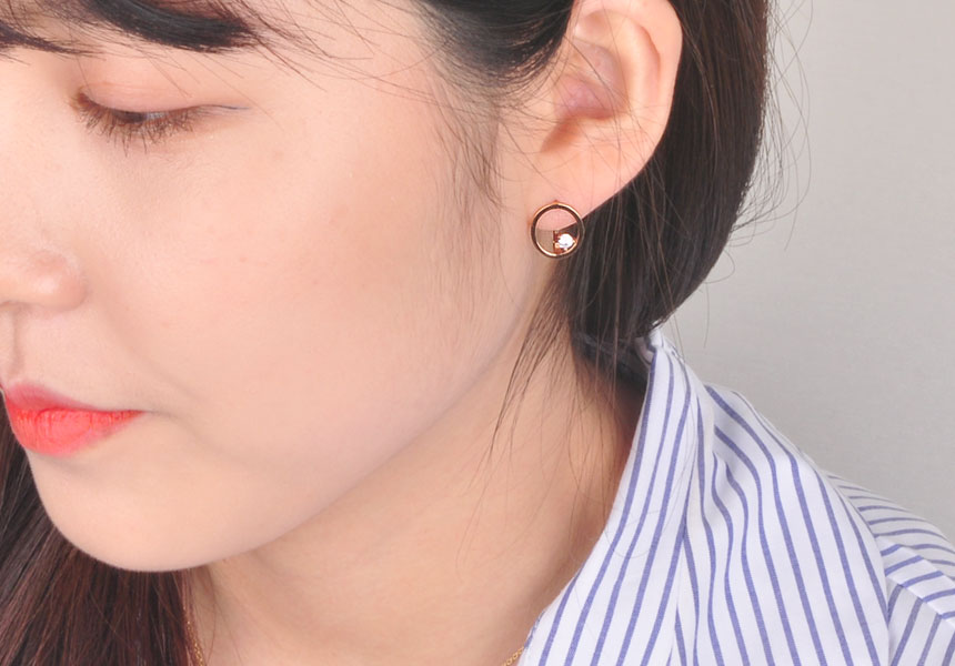 <b><p>14k 18k Cubic One touch Ring earrs Women's</p></b><b><p>14k 18k キュービック ワンタッチ リングピアス 女性K ファッション サークル</p></b><br /><br /><p align='center'>