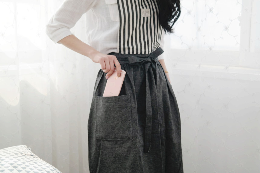 아멜리아 그레이 어닝 스트라이프 앞치마