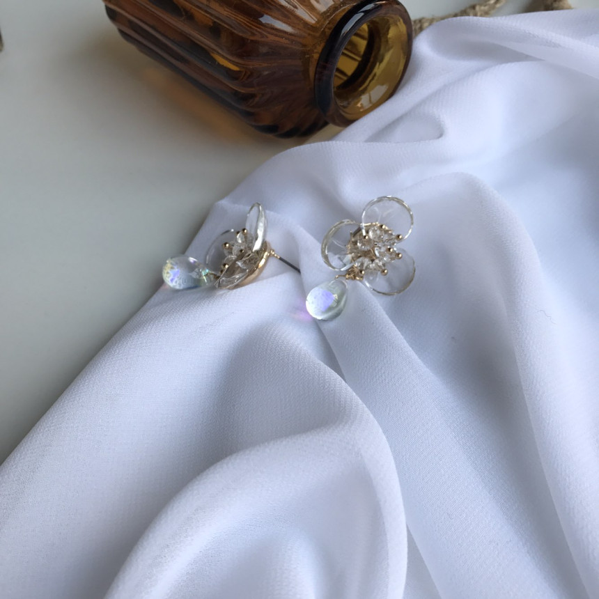 <b><p>Yui flower Glass Drop earring Stylish ok</p></b><b><p>ユイ フラワー グラス ドロップ イヤリング スタイリッシュルック シンプルユニーク</p></b><br /><br /><p align='center'>