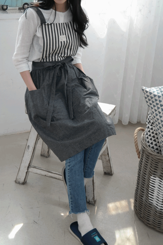 아멜리아 그레이 어닝 스트라이프 앞치마